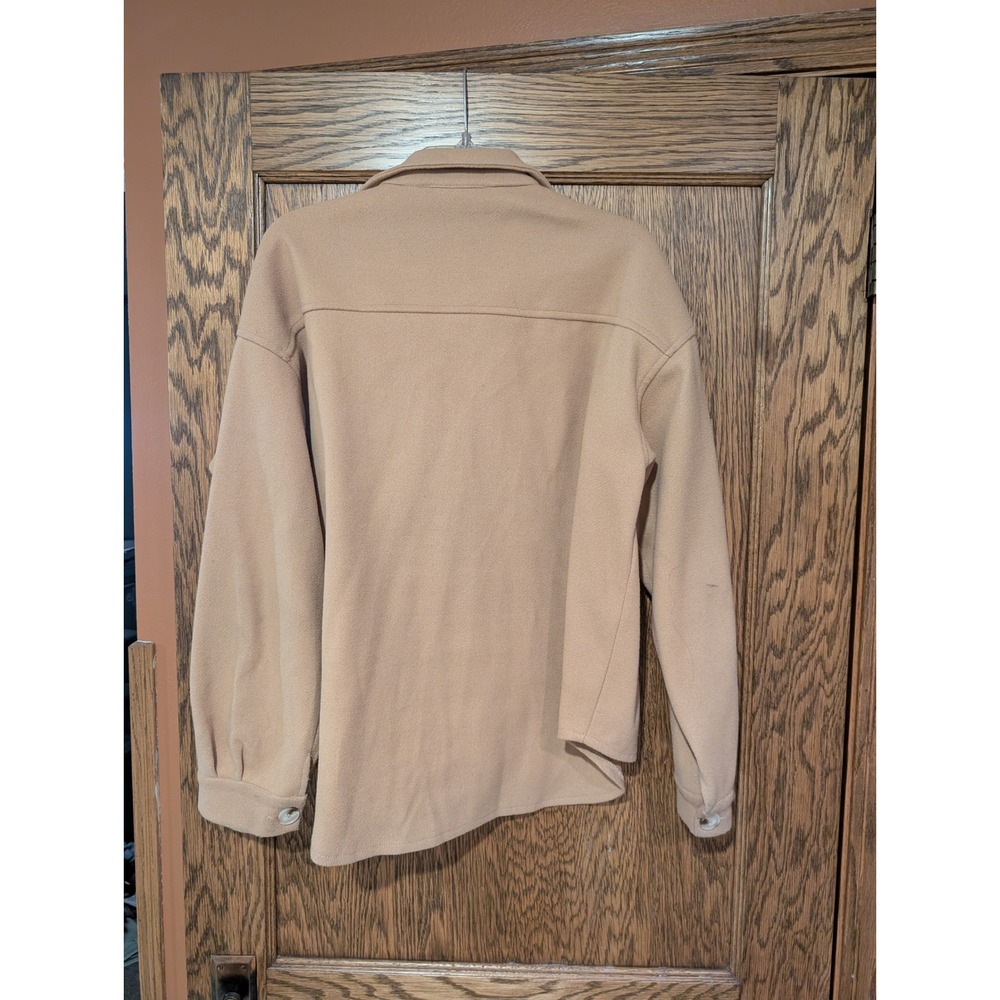 LALA FACTORY Womens Tan Fleece Shacket Button Down Shirt Jacket Size M LA8026 - Picture 2 of 5